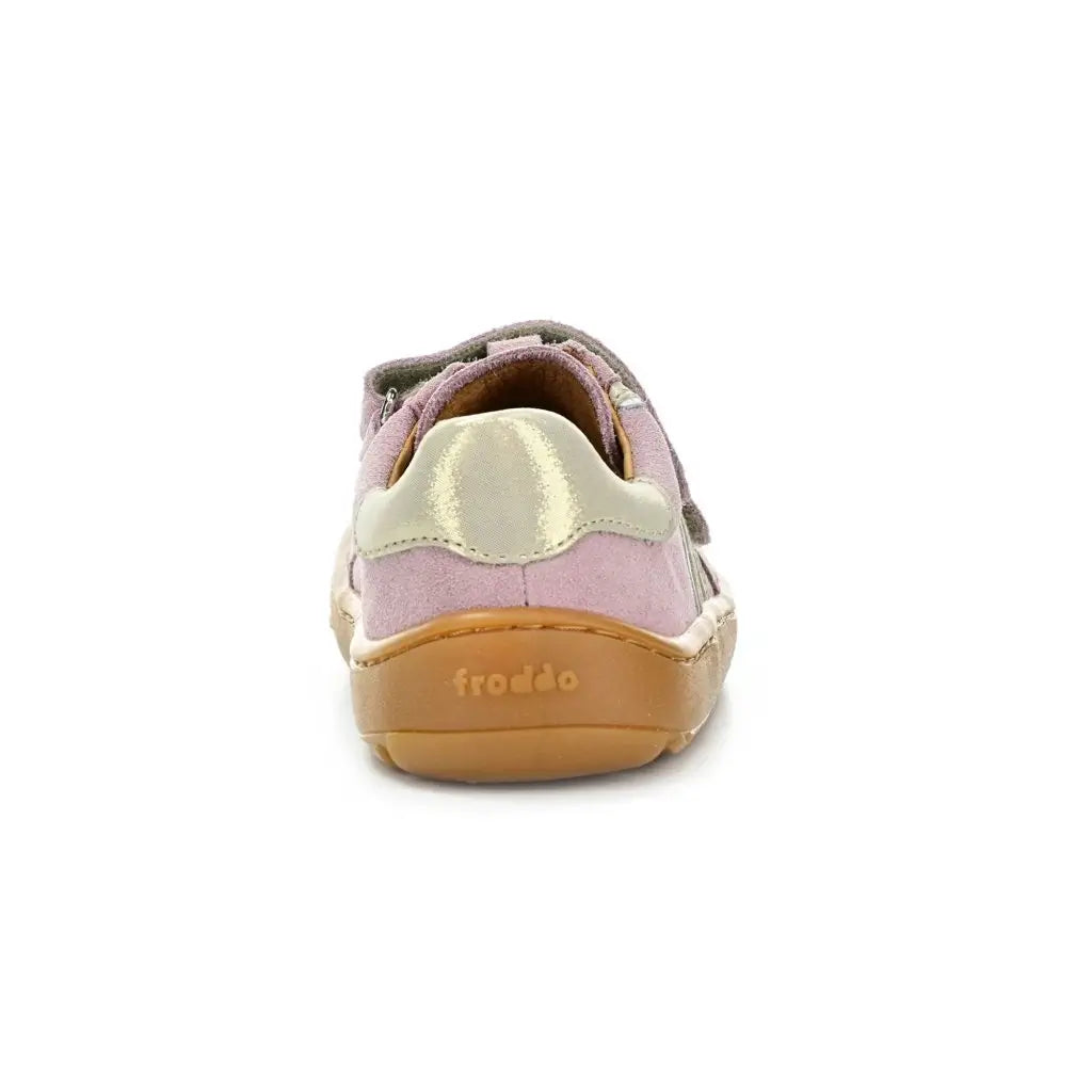 Pink and gold kid's barefoot shoe 