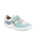 Light blue kid's shoe with glittery star design 